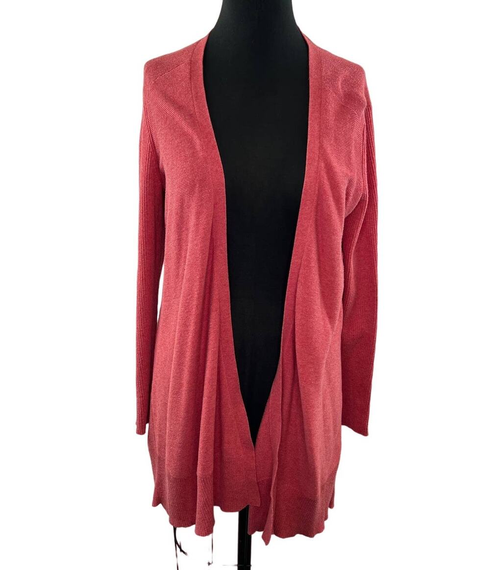 EILEEN FISHER Pink Organic Cotton Long Sleeve Open Front Knit Cardigan Sweater M